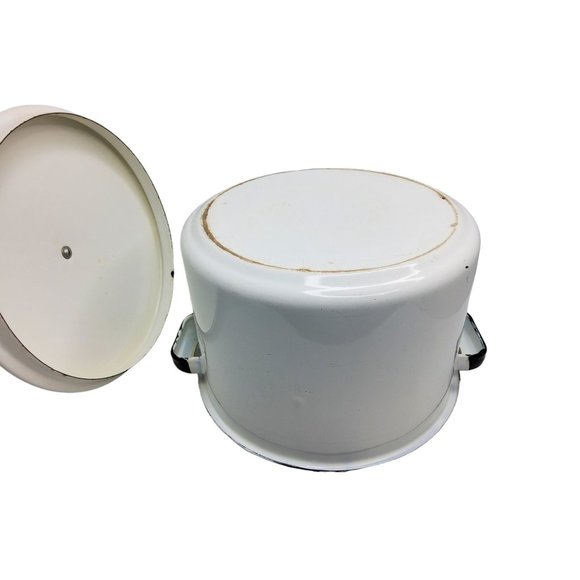 vintage 1950s 5qt enamelware handled stock pot - Picture 5 of 6